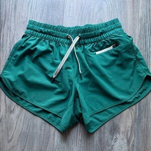 Vuori Teal Athletic Drawstring Shorts with Zipper Pocket